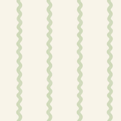 Do The Wiggle Stripe Wallpaper Green / Cream World Of Wallpaper 50476 from B&Q
