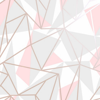 B&Q -  Holden Decor Metallic Shard Pink Geometric Feature Wallpaper