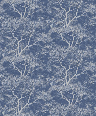 Holden Décor Holden Decor Whispering Trees Sparkle Dusky Blue Wallpaper 65402 from B&Q