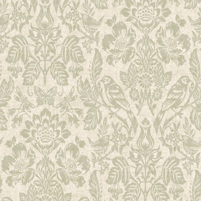 Holden Décor Hawthorn Meadow Textured Blown Vinyl Wallpaper Sage Green Holden 76001 from B&Q