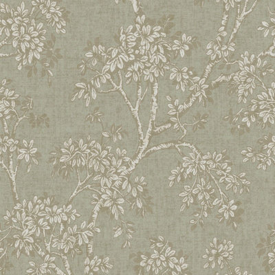 Holden Décor Hawthorn Trail Textured Blown Vinyl Wallpaper Sage Green Holden 76011 from B&Q