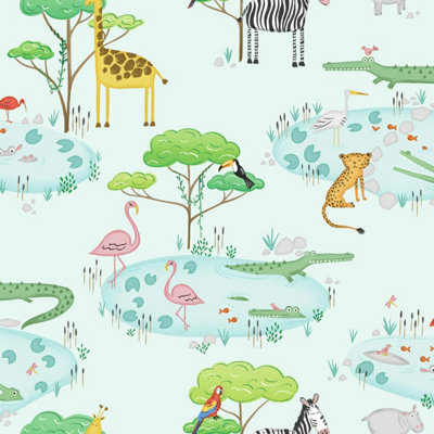 Holden Décor Holden Decor Crocodile Lake Teal Wallpaper 90932 from B&Q