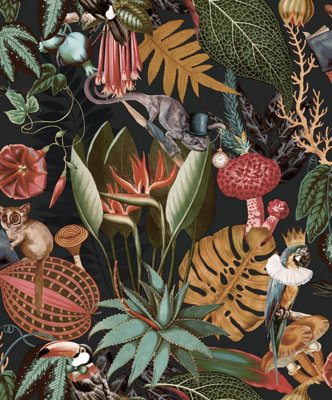 Holden Décor Holden Decor Wonderland Tropical Black Wallpaper 91193 from B&Q