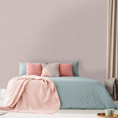 Holden Décor Holden Decor Elba Geometric Wood Pink Wallpaper 91413 from B&Q