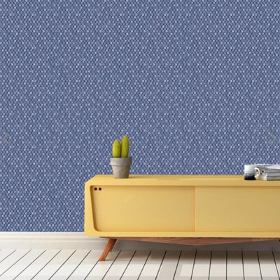 Holden Décor Blue Navy Dots Wallpaper Smooth Circular Spots Geometric Pattern Paste The Wall from B&Q