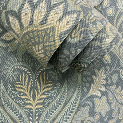 Holden Décor Khalili Wallpaper Tahini Glass Bead Holden 99411 Blue