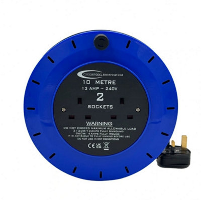 Connexion 5072 2 Way Cassette Extension Reel 10M 2X13Amp Sockets from B&Q