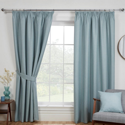Sundour Blue Eclipse Blackout Pencil Pleat Curtains 46X90" Size 46