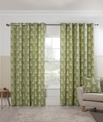 Sundour Esher Filtering Curtains 46X72" Light/Green