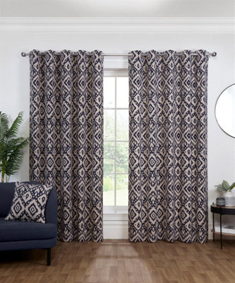 Sundour Eyelet Curtains Marrakech By Iliv Ring Top Curtain Pair 90X90" Blue from B&Q