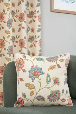 Sundour ShelleyFully Lined Floral CurtainsEyeletPolycotton (MultiCushion Cover18'' X 18'' (Single)) from B&Q