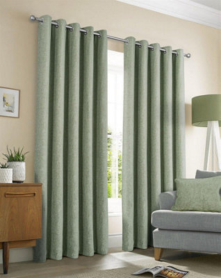 Sundour Amberley Eyelet Ring Top Curtains Green from B&Q
