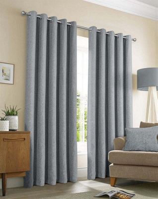 Sundour Amberley Eyelet Ring Top Curtains Grey from B&Q