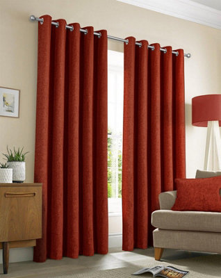 Sundour Amberley Eyelet Ring Top Curtains Orange from B&Q