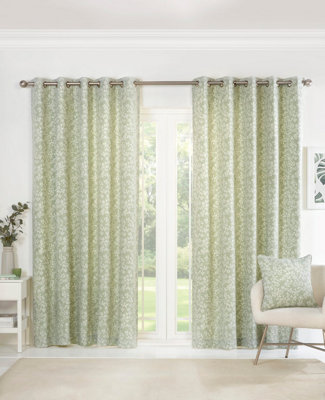 Sundour SadeFully Lined Floral CurtainsEyeletPolycotton (GreenCushion Cover18'' X 18'' (Single)) from B&Q