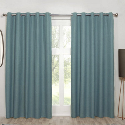 Sundour Cosmos Blackout Ready Made Solid Colour Eyelet Curtains Denim 66X72" from B&Q