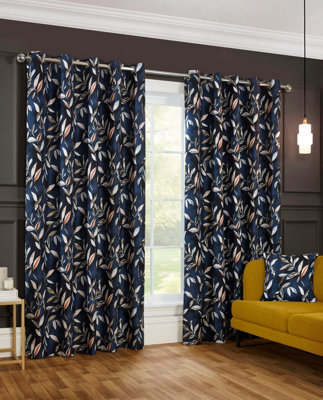 Sundour Madrid100% Blackout Thermal Self-Lined CurtainsEyelet100% Polyester (NavyCushion Cover18'' X 18'' (Single)) from B&Q
