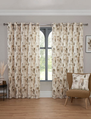 Sundour BamfordFully Lined Abstract CurtainsEyeletPolycotton (PuttyCushion Cover18'' X 18'' (Single)) from B&Q