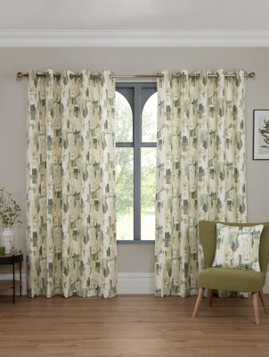 Sundour BamfordFully Lined Abstract CurtainsEyeletPolycotton (FennelCushion Cover18'' X 18'' (Single)) from B&Q