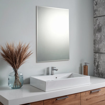 Clear Rectangular Bevelled Frameless Mirror (H)90Cm (W)60Cm from B&Q