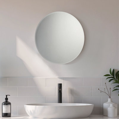  - Clear Round Bevelled Frameless Mirror (H)40Cm (W)40Cm