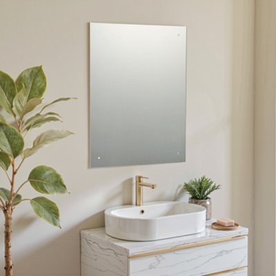X4 Pre-Drilled Holes Clear Rectangular Frameless Mirror (H)60Cm (W)45Cm from B&Q