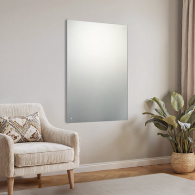 X4 Pre-Drilled Holes Clear Rectangular Frameless Mirror (H)90Cm (W)60Cm from B&Q