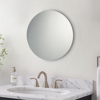  - X2 Pre-Drilled Holes Clear Round Frameless Mirror (H)40Cm (W)40Cm