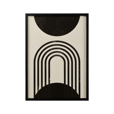 Reflex Abstract Lined Arch & Black Shapes Multicolour Framed Print (H)73Cm X (W)53Cm from B&Q