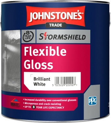 Johnstone's Trade Johnstones Trade Stormshield Flexible Gloss Brilliant White 2.5L from B&Q