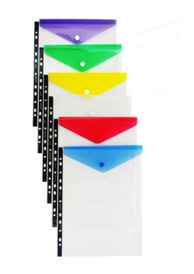 Ring Binder Punch Pocket Popper Wallet (Expandable) Pack Of 7A4PortraitAssorted Colours from B&Q