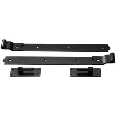 450mm 18In No.130 Cranked Hook Band Pair PerrypackBlack Heavy Duty Gate from B&Q