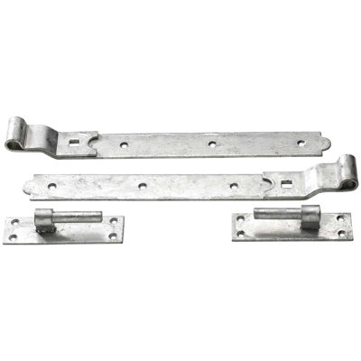 450mm 18In No.130 Cranked Hook Band Pair PerrypackGalvanised Heavy Duty Gate from B&Q