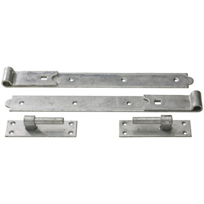 Perry 450mm 18In No.128 Straight Hook Band PairGalvanised Heavy Duty Gate Door Hinge from B&Q
