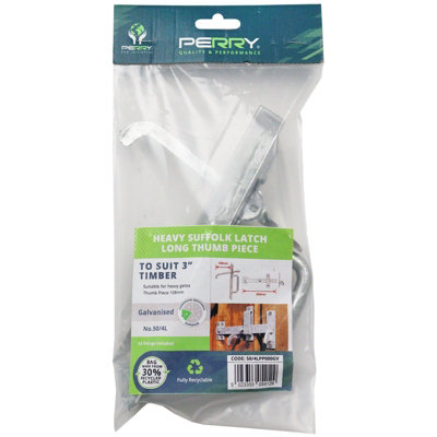 Perry No.50/pp Heavy Suffolk Latch Perrypack With Fittings Long Thumb 108mm Gate from B&Q