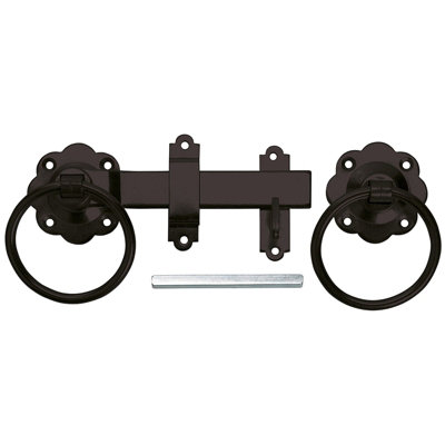 Perry 150mm 6In No.1136 Plain Ring Gate Latch SetBlack Self Closing Garden from B&Q