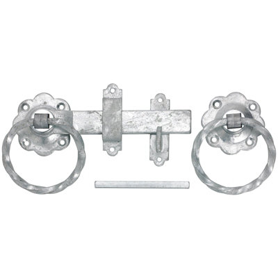 Perry Twisted Ring Gate Latch Heavy Duty Garden Handle Catch SetGalvanised Or Galvanised from B&Q