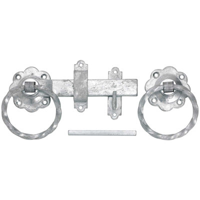 Perry 180mm 7In No.1137 Twisted Ring Gate Latch SetGalvanised Heavy Duty Garden from B&Q