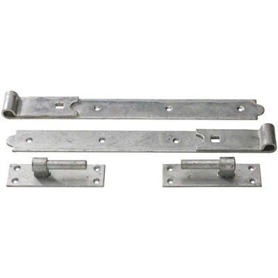 Perry 250mm 10In No.128 Straight Hook Band PairGalvanised Heavy Duty Gate Door Hinge from B&Q