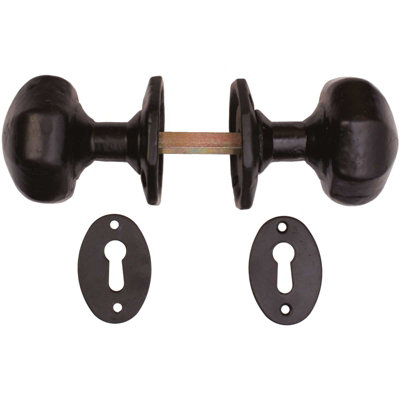 Perrys Cast Octagonal Knob Sets (Rim & Mortice)Black (60mm) from B&Q