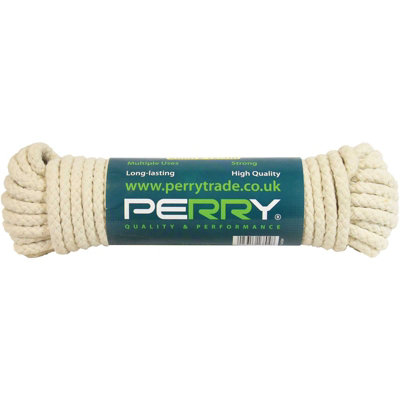 Perry No.8343 6mm Diamond Braided Poly Cotton Sash Cord White 12.5M Hank