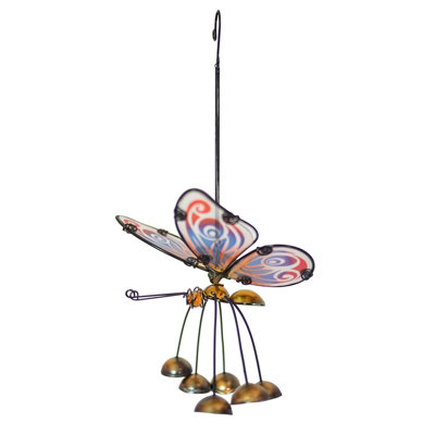 Perry Primus Glass Wing Fancy Butterfly Bobbin Bells Wind Chime Garden 33 Cm from B&Q