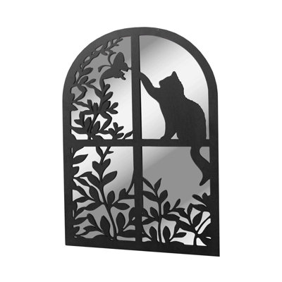 Perry Primus Cat In Window Garden Silhouette Wall Mirror 60 X 42 Cm Outdoor from B&Q