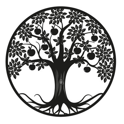 Perry Primus Apple Tree Silhouette Garden Wall Art 50 Cm Black Metal Ornament from B&Q