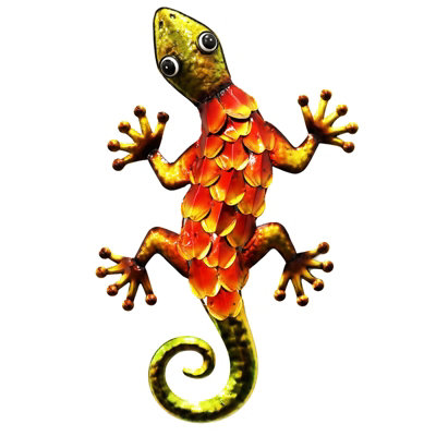 Perry Primus Metallic Gecko Garden Wall Art OrnamentGreen Or Orange from B&Q