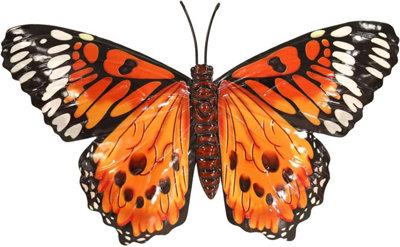 Primus Medium Orange Metal Butterfly Wall Art from B&Q