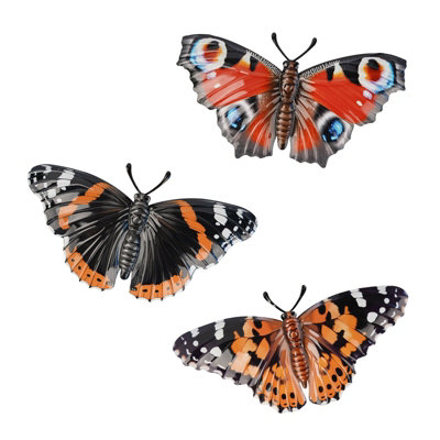 Perry Primus Realistic Medium Metal Butterfly Wall Art Indoor Outdoor Various Colours from B&Q