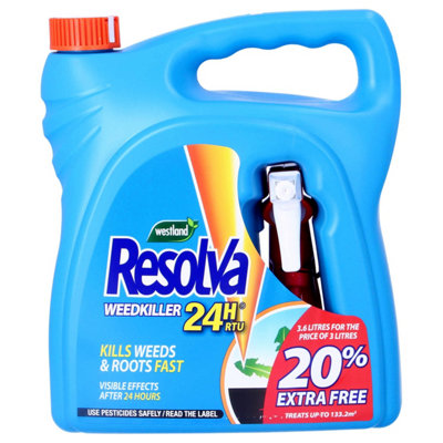 Resolva 24H 3L Weedkiller +20% Extra Free Weed Killer Garden Driveway 24 Hour from B&Q