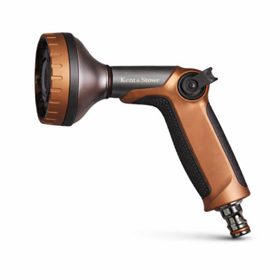 B&Q -  Kent Stowe Metal Spray Gun 6 Patterns Soft Grip Heavy Duty Garden Hose Gun