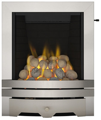 Focal Point Lulworth Brushed Stainless Steel Effect Slide Control 3.75Kw Gas Fire from B&Q